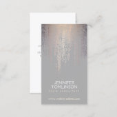 Elegant Blush Confetti Rain Pattern Grey Business Card (Front/Back)