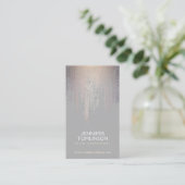 Elegant Blush Confetti Rain Pattern Grey Business Card (Standing Front)