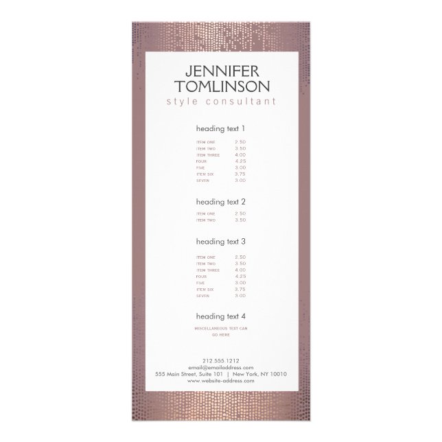 Elegant Blush Confetti Rain Pattern Rack Card (Front)