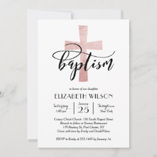 Elegant Blush Cross Baptism Invitation