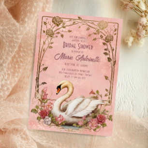 Elegant Blush Damask Rococo Bridal Shower Invitation