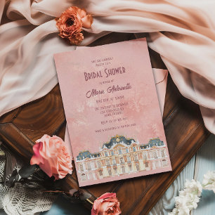 Elegant Blush Damask Rococo Bridal Shower Invitation