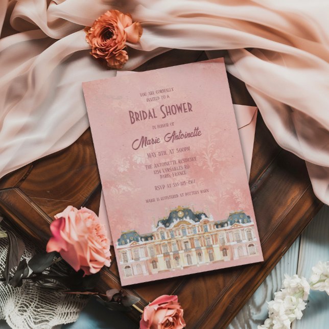 Elegant Blush Damask Rococo Bridal Shower Invitation (Creator Uploaded)