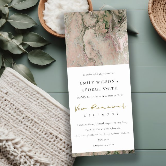 ELEGANT BLUSH DUSKY ROSE GOLD AGATE VOW RENEWAL INVITATION (Creator Uploaded)