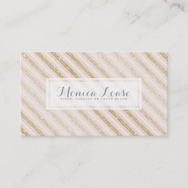 Elegant Blush Fake Gold Glitter Glam Personalised Business Card (Front)