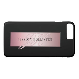 Elegant Blush Faux Rose Gold   Name & Initials iPhone 8 Plus/7 Plus Case