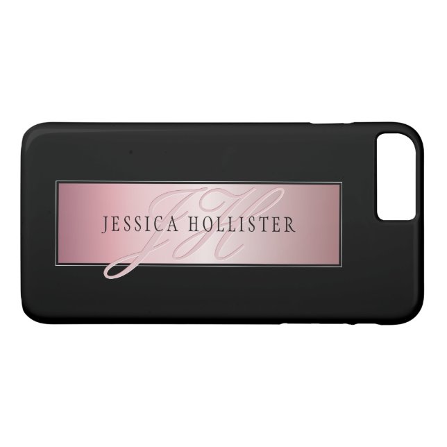 Elegant Blush Faux Rose Gold | Name & Initials Case-Mate iPhone Case (Back (Horizontal))
