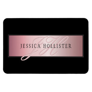 Elegant Blush Faux Rose Gold   Name & Initials Magnet