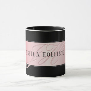 Elegant Blush Faux Rose Gold Name & Initials Mug
