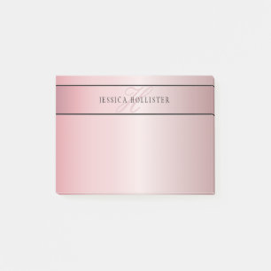 Elegant Blush Faux Rose Gold   Name & Initials Post-it Notes
