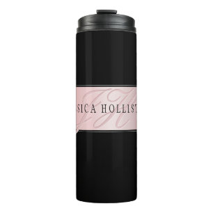 Elegant Blush Faux Rose Gold   Name & Initials Thermal Tumbler