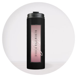 Elegant Blush Faux Rose Gold   Name & Initials Thermal Tumbler