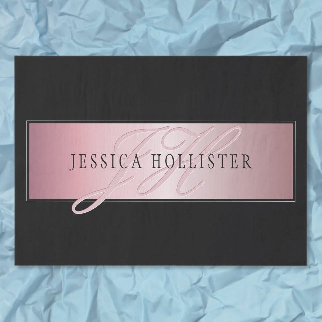 Elegant Blush Faux Rose Gold | Name & Initials Tissue Paper (Creator Uploaded)