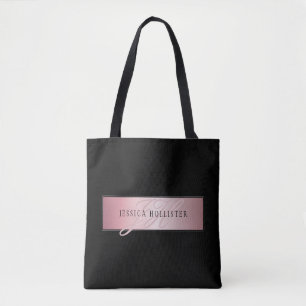 Elegant Blush Faux Rose Gold   Name & Initials Tote Bag
