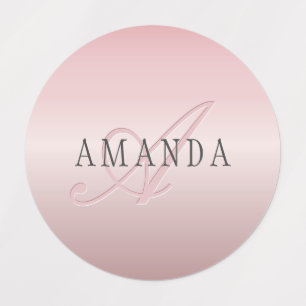 Elegant Blush Faux Rose Gold Name & Monogram