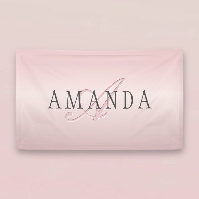 Elegant Blush Faux Rose Gold | Name & Monogram Banner (Creator Uploaded)
