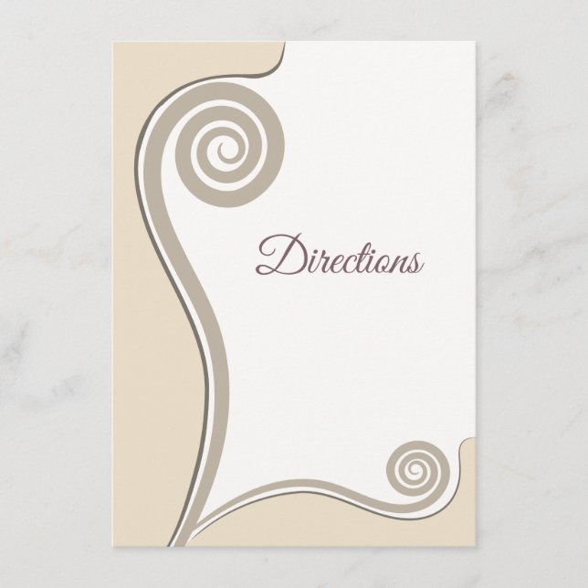 Elegant Blush Fern Leaf Swirl Koru -  Directions Enclosure Card (Front)