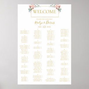 Elegant Blush Floral   Alphabetical Seating Chart
