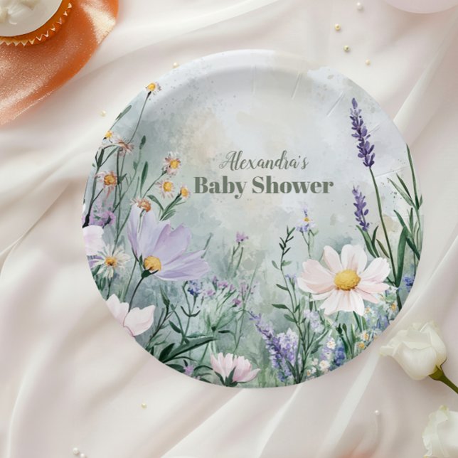 Elegant Blush Floral Baby in Bloom  Paper Plate (Creator Uploaded)