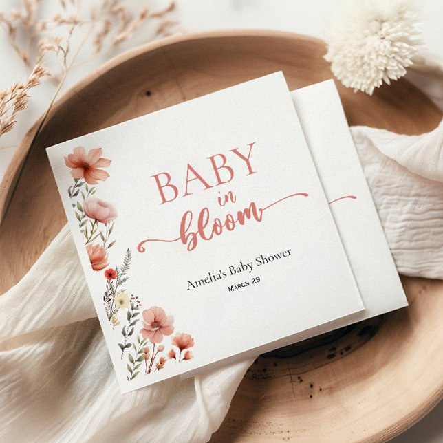 Elegant Blush Floral Baby in Bloom Shower Napkin (Creator Uploaded)