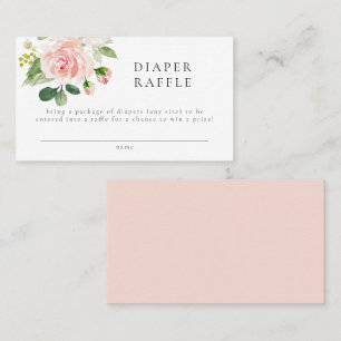 Elegant Blush Floral Baby Shower Diaper Raffle Place Card