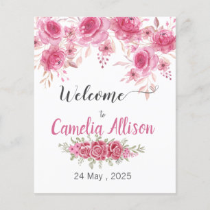 Elegant Blush Floral Baby Shower Welcome Flyer