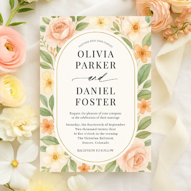 Elegant Blush Floral Botanical Wedding Invitation (Creator Uploaded)