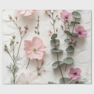 Elegant Blush Floral Botanical Wrapping Paper
