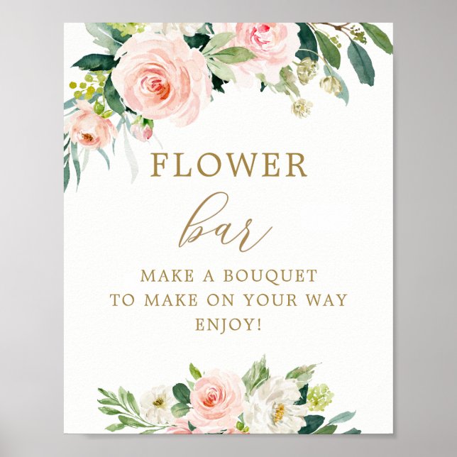 Elegant Blush Floral Bouquet Flower Bar  Poster (Front)