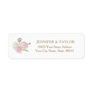 Elegant Blush Floral Bridal Brunch Return Address Label
