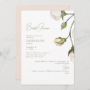 Elegant Blush Floral Bridal Shower Invitation