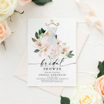 Elegant Blush Floral Bridal Shower Invitation Card<br><div class="desc">This beautiful design features a bouquet of beautiful blush florals wrapped around an elegant wedding gown and a modern script (editable colour) font. See the entire collection for more matching items</div>