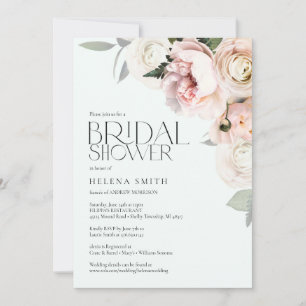Elegant Blush Floral Bridal Shower Invite feminine