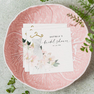 Elegant Blush Floral Bridal Shower Paper Napkin