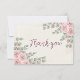 Elegant Blush Floral Bridal Shower Thank You Card