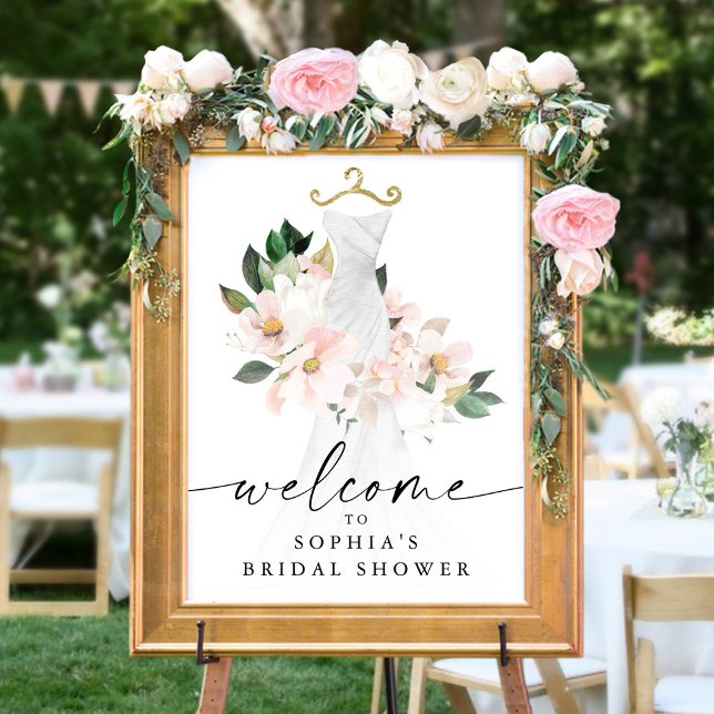 Elegant Blush Floral Bridal Shower Welcome Sign (Creator Uploaded)