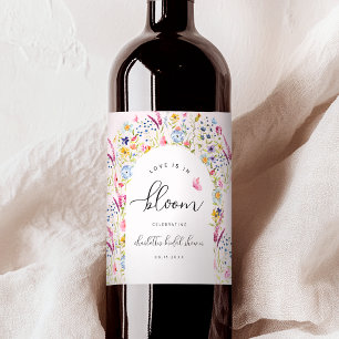 Elegant Blush Floral Bridal Shower Wine Label