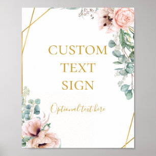 Elegant Blush Floral   Cards and Gifts Custom Sign