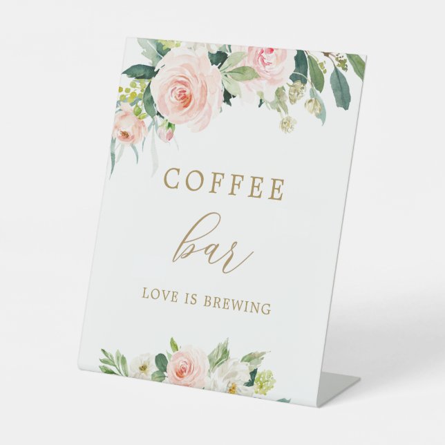 Elegant Blush Floral Coffee Bar Sign (Front)