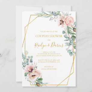 Elegant Blush Floral Couples Shower Invitation