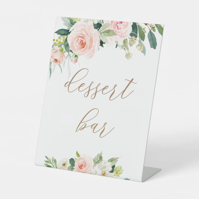 Elegant Blush Floral Dessert Bar Sign (Front)