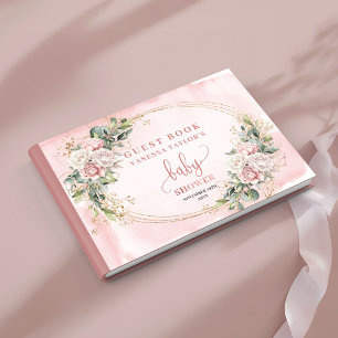 Elegant Blush Floral Eucalyptus Keepsake Sign In Guest Book