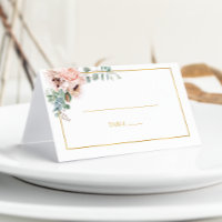 Elegant Blush Floral | Folded Place Card