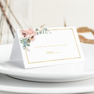 Elegant Blush Floral   Folded Place Card