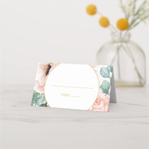 Elegant Blush Floral Garden   Folded Place Card