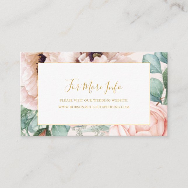  Elegant Blush Floral Garden | Pastel Wedding Enclosure Card (Front)