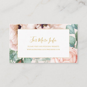 Elegant Blush Floral Garden Pastel Wedding Enclosure Card