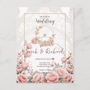 Elegant Blush Floral Garden Romantic Wedding Postcard