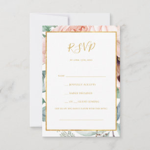Elegant Blush Floral Garden Song Request RSVP Card