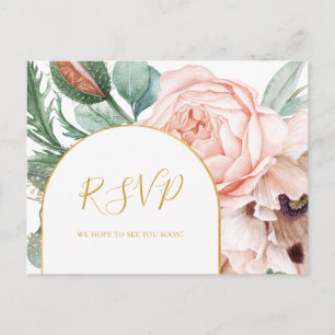 Elegant Blush Floral Garden   Song Request RSVP Postcard